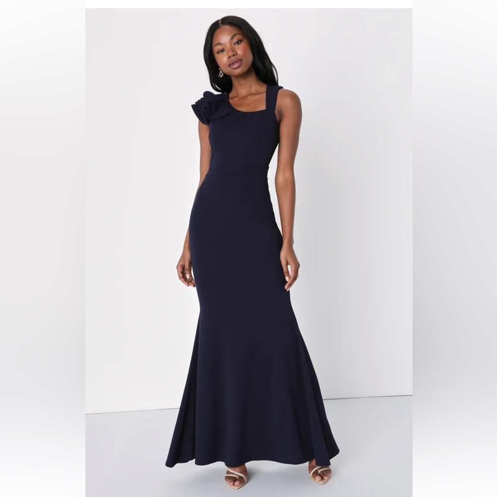 Lulu’s Lucette Sleeveless Ruffled Mermaid - Navy Blue (Size M)